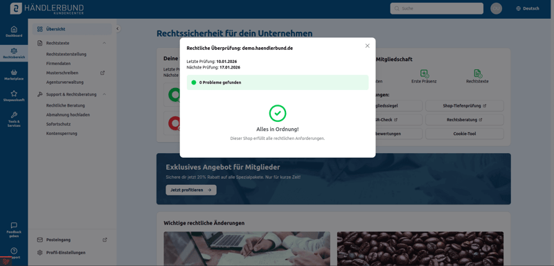 Händlerbund Prüfwidget keine Fehler gefunden