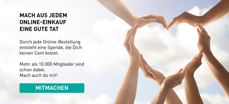 Grafik mit Händen als Herz geformt Charity