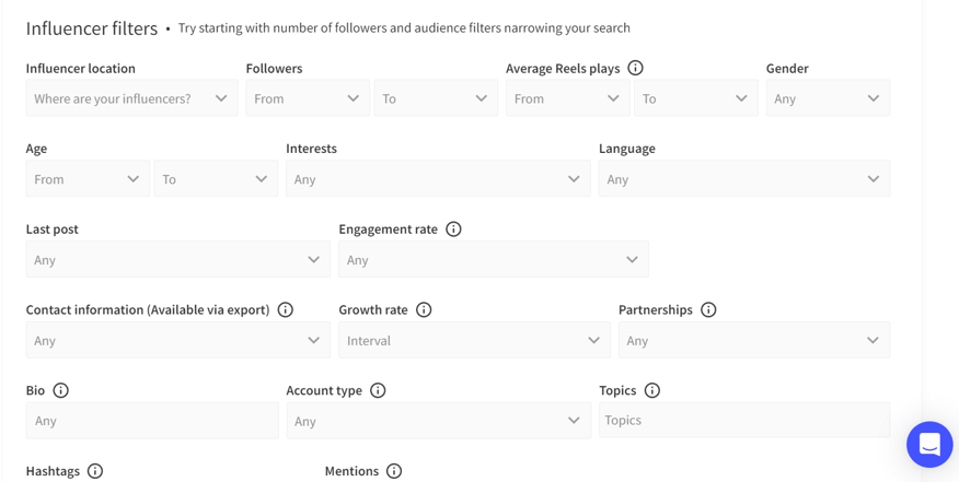 screenshot-influencer-filter-von-modash.io