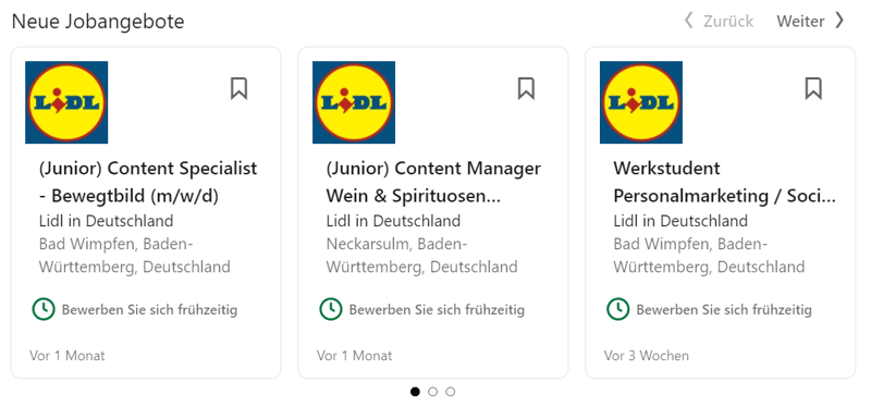 Screenshot Lidl Deutschland Jobs LinkedIn