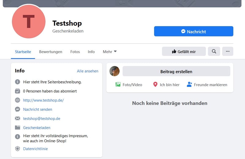 Einstellhinweis Facebook