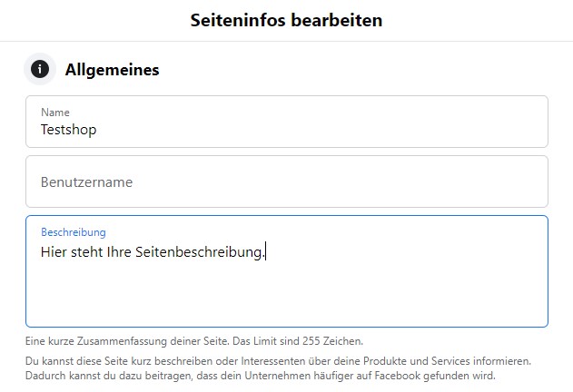 Seiteninfos bearbeiten