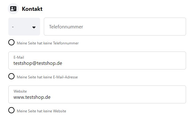 Kontaktdatenformular Facebook