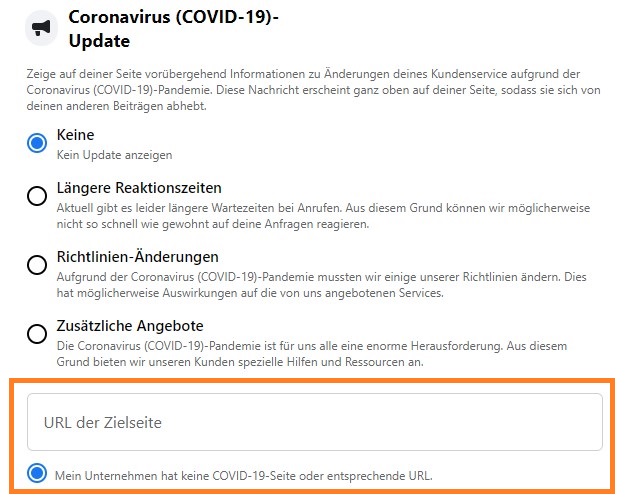 Einstellhinweis Facebook