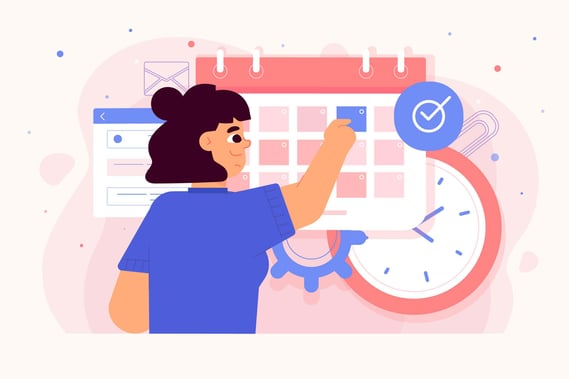 fristen-im-arbeitsrecht-frau-mit-kalender-und-uhr