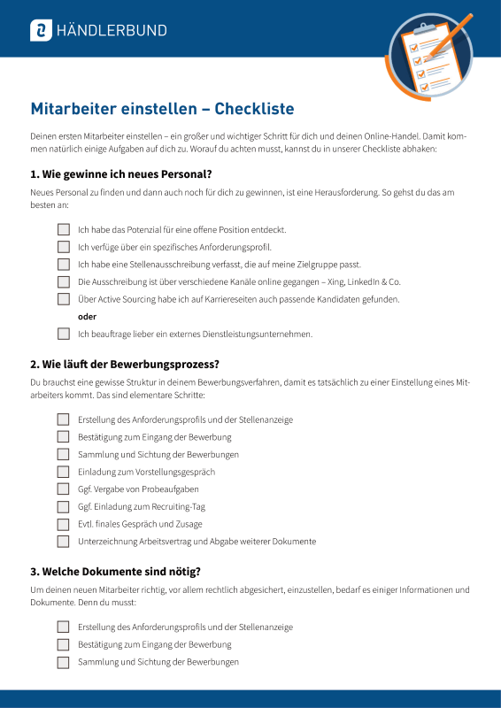 Checkliste Mitarbeiter einstellen