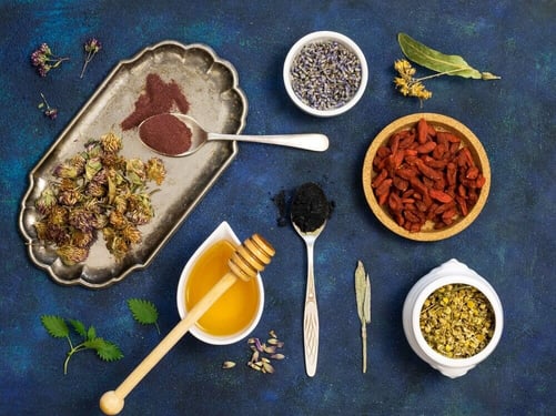 novel-food-essbare-pflanzen-mit-gewuerzen-und-honig