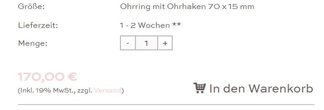 Screenshot eines Beispiel-Warenkorbs