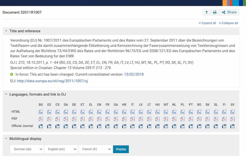 Textilkennzeichnungsverordnung der EU