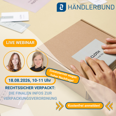 ZUSATZTERMIN Webinar VerpackungsVO NOW! 400 x 400