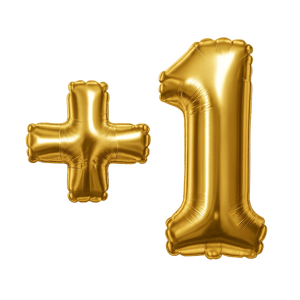 create a 1 as a gold foil balloon and remove background