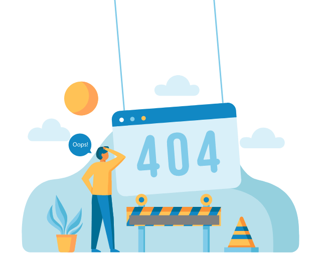 Animation mit hängendem 404-Schild